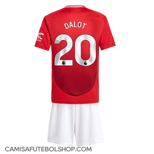 Camisa de time de futebol Manchester United Diogo Dalot #20 Replicas 1º Equipamento Infantil 2024-25 Manga Curta (+ Calças curtas)